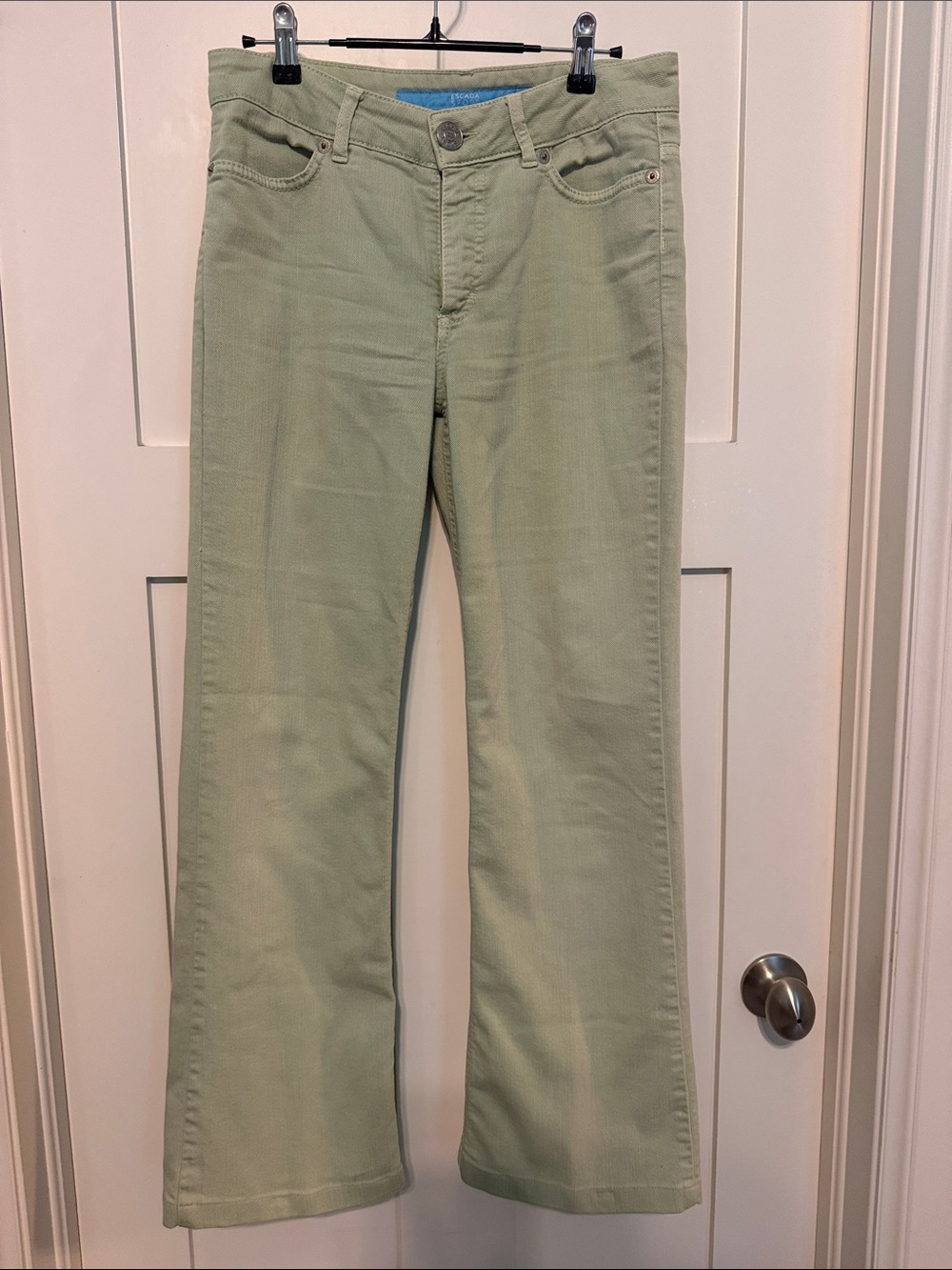 Y2K Vintage Escada Sport Light Sage Bootcut Flare Leg Jeans for Women Butterfly
